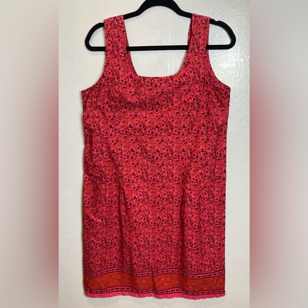 Vintage Faded Glory Dress Size L Pink Scrolling Floral Boho 90s Y2K Sleeveless